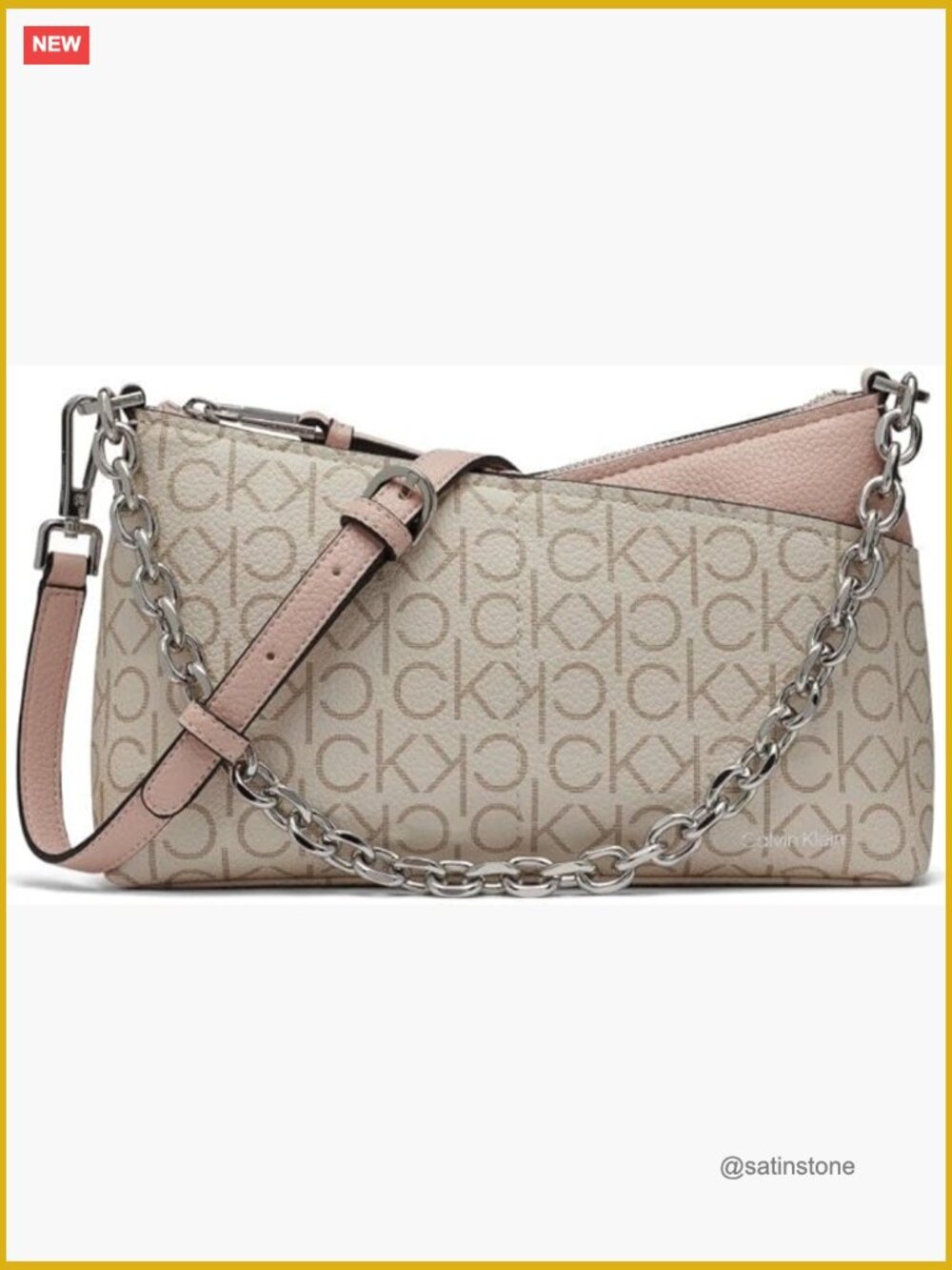 Top Zip Chain Crossbody Bag with Monogram PVC and Interior Organization